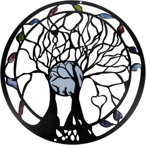 Miniatura 7 de Arte decorativo de pared de árbol de metal – 11.8 pulgadas, decoración decorativa de árbol de la vida, decoración de sala de estar, escultura
