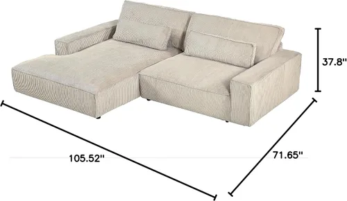 Miniatura 2 de Container Furniture Direct Luxe - Sofá modular de dos piezas de gran tamaño para sala de estar, sofá en forma de L con diván, tapizado con tela