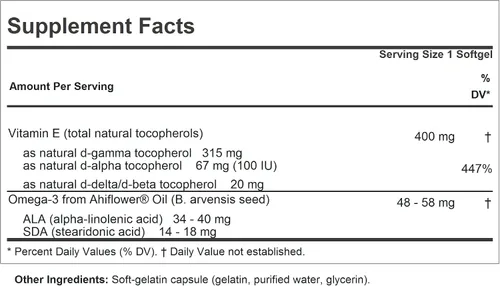 Miniatura 2 de ANDREW LESSMAN Vitamina E gamma 30 cápsulas blandas - 315 mg de tocoferol gamma, vitamina E protectora. Cuatro formas de tocoferoles naturales