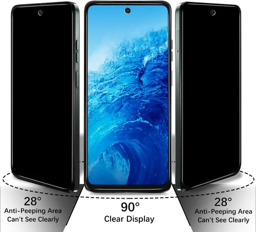 Miniatura 3 de Paquete de 2 protectores de pantalla de privacidad para Motorola Moto G 5G (2024), vidrio templado antiespía, sin burbujas, compatible con fundas