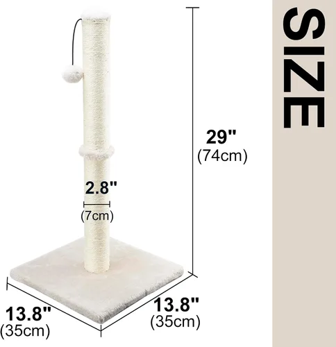 Miniatura 2 de Dimaka - Rascador de gato de 29 pulgadas de alto, con cuerda de sisal y cubierto con suave felpa suave, rascador vertical [estiramiento completo]