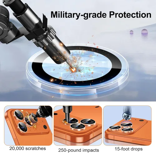 Miniatura 2 de QHOHQ Juego de 3 protectores de lente de cámara para iPhone 17 Pro Max/17 Pro/16 Pro Max/16 Pro/15 Pro Max/15 Pro, protector de lente individual 3