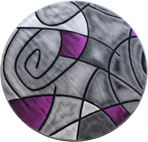 Miniatura 30 de Masada Rugs, Alfombra moderna y contemporánea, color morado, gris y negro (2 pies x 3 pies)
