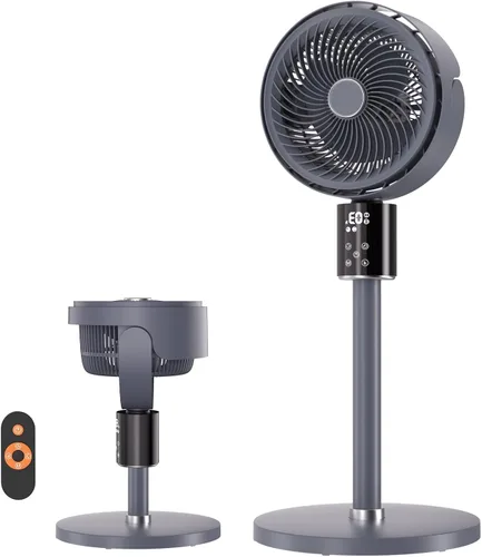 Ventilador de pie oscilante CirculAir de 100ft para dormitorio, ventilador de pedestal de pie silencioso con altura ajustable de 17"-37.8", motor