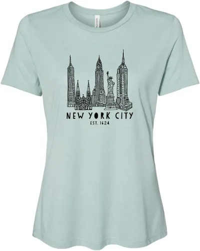 Miniatura 43 de Cute Women's Screen Printed Crew Neck Tee, Shirts With Sayings, Dusty Blue or Olive