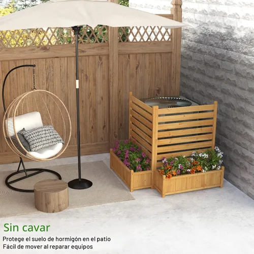 Miniatura 2 de GDLF Valla para Aire Acondicionado, Pantalla de Privacidad de Madera para Exteriores con Jardinera para Bote de Basura, Equipo de Piscina, Kit Sin