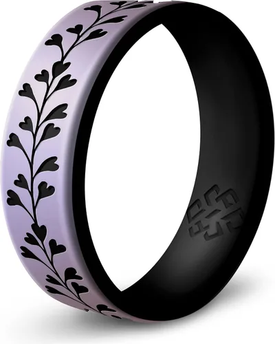 Miniatura 22 de Anillo de silicona Knot Theory en Filigrana, Floral, Corazones o Laurel - Banda de boda de silicona grabada de doble capa, para actividades