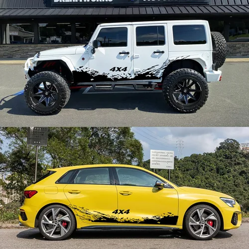 Miniatura 5 de Calcomanías de camión, calcomanías laterales grandes para camión, camioneta, SUV, calcomanías de automóvil de rayas de carreras de 4 x 4, Negro