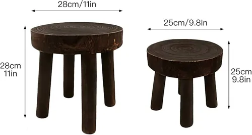 Miniatura 7 de TITA-DONG Taburete de madera moderno, estante para maceta, taburete de pie de madera redondo sólido para cocina, dormitorio, sala de estar, baño