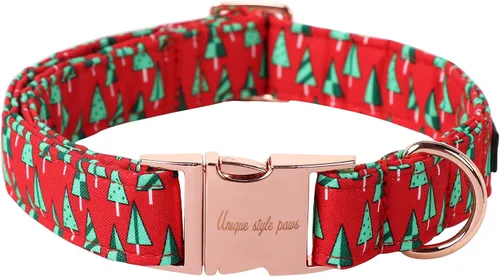 Miniatura 8 de Collar de perro de Navidad de Unique Style Paws con hebilla de plástico y colgante, a cuadros rojo y negro, collares de algodón para cachorros