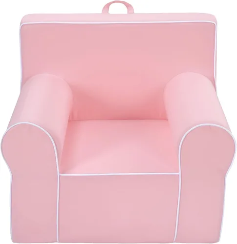 Heritage Kids Sillón de espuma Pink Everywhere con asa de transporte y funda extraíble, 25 x 21 x 22 pulgadas, a partir de 3 años Rosa