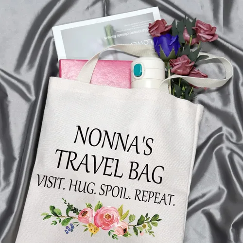 Miniatura 5 de GJTIM Nonna Regalo para abuela de nietos Nonna regalo de viaje abuela bolsa de maquillaje bolsa de maquillaje, Bolso beige, Talla única