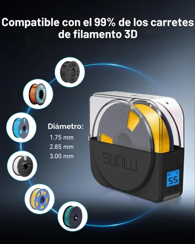 Miniatura 5 de SUNLU Caja de secado de filamentos para filamento de impresora 3D, S1 Plus Deshidratador de filamento con diseño de ventilador, la caja