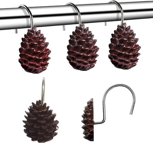 Miniatura 8 de YUKUNTANG Seashell - Ganchos para cortina de ducha, 12 piezas de anillos de cortina de ducha de resina decorativa antioxidante para baño, Concha