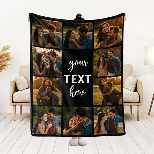 Miniatura 2 de MyPupSocks Manta de fotos personalizada para la familia, manta personalizada con 10 fotos y texto para mejores amigos, personaliza tus propias fotos