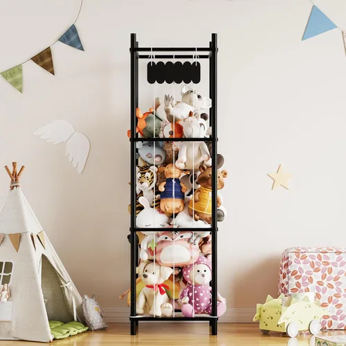 Miniatura 2 de SpaceAid Organizador de Almacenamiento de Animales de Peluche, Soporte de Almacenamiento de Juguetes de Peluche del Zoológico de Animales de Madera