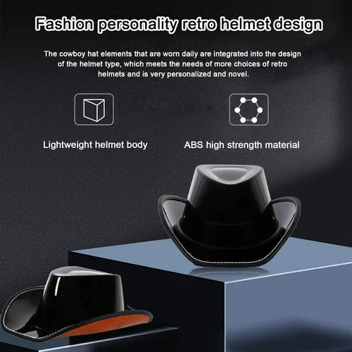 Miniatura 4 de Medio casco retro con cara abierta, estilo sombrero de vaquero, aprobado por DOT, hebilla y forro de liberación rápida para adultos