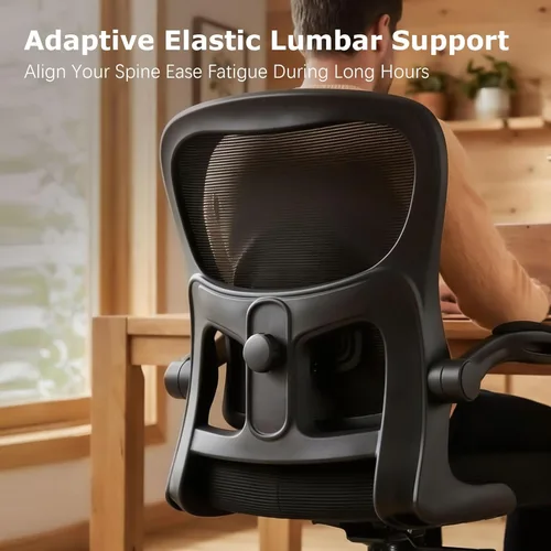 Miniatura 5 de AreShark Silla de oficina ergonómica, cómoda silla de escritorio con soporte lumbar ajustable, silla de computadora de malla con ruedas, Negro