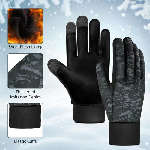 Miniatura 2 de Guantes de ciclismo cálidos de invierno para hombre, pantalla táctil térmica, ligeros, para clima frío, delgados, resistentes al viento, para mujer