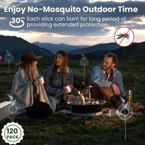 Miniatura 2 de Paquete de 120 repelentes naturales de mosquitos, varillas de incienso para mosquitos para patio, mosquitos, moscas, repelente de plagas