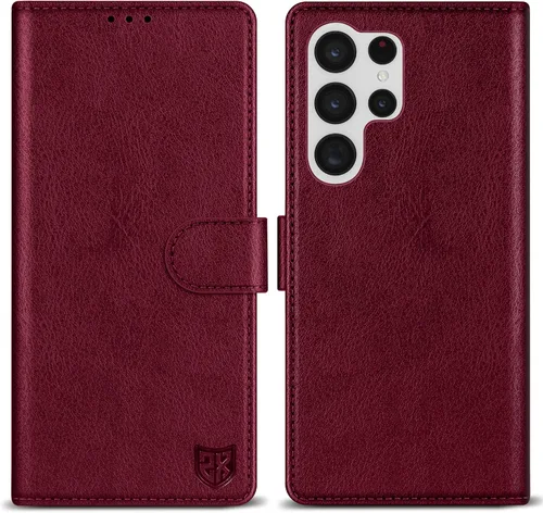 Miniatura 21 de ZZXX Funda tipo cartera para Samsung Galaxy S22 Ultra con bloqueo RFID, ranura para tarjetas, función atril, cierre magnético, funda protectora