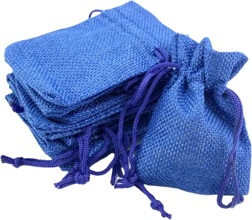 Miniatura 27 de Palmhomee Paquete de 20 bolsas de regalo de arpillera con cordón, bolsas de joyería de lino, bolsas de yute de boda para joyas y bolsas