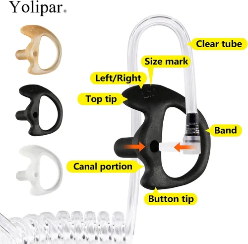 Miniatura 4 de Eardud Earmold de silicona suave de repuesto para Walkie Talkie Kit de audio de tubo acústico de aire (tres colores, mediano (3 pares))