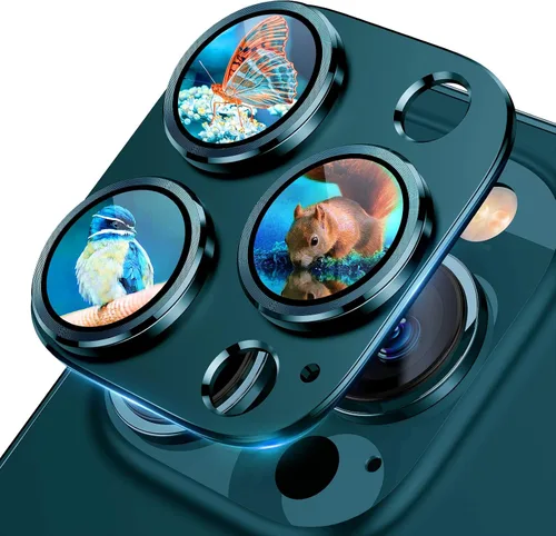 Miniatura 13 de Uyiton Protector de lente de cámara para iPhone 17 Pro - [Tipografía única + lente de teléfono diseño de círculo rojo] Cubierta de cámara de vidrio