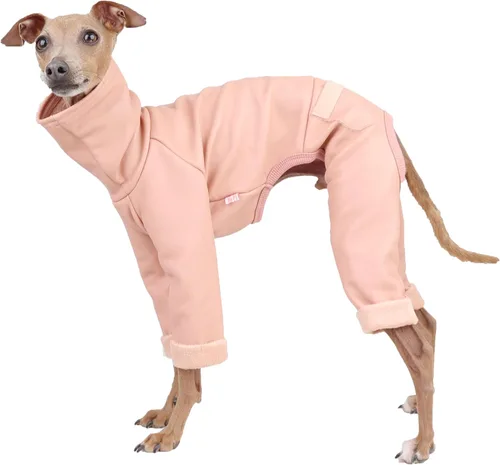 Miniatura 20 de D Doggy Star - Suéter de galgo italiano de cuello de tortuga, conjunto de mono de vellón cálido, ropa de Whippet para perro (XL, azul marino Pkt)