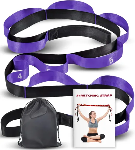 Miniatura 13 de Acozycoo Correa de estiramiento con 10 bucles, correa de yoga para terapia física, entrenamiento en casa, entrenamiento de pilates y flexibilidad
