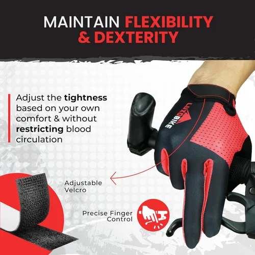 Miniatura 8 de Guantes de bicicleta para hombres y mujeres con almohadilla antideslizante que absorbe los golpes, guantes de ciclismo ligeros para dedos completos