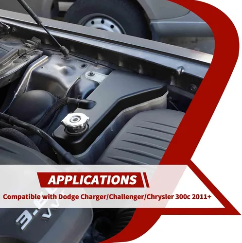 Miniatura 7 de Cubierta de tanque de refrigerante y moldura del motor compatible con Dodge Charger 2011-2023, para Dodge Challenger 2011-2023, para Chrysler 300c