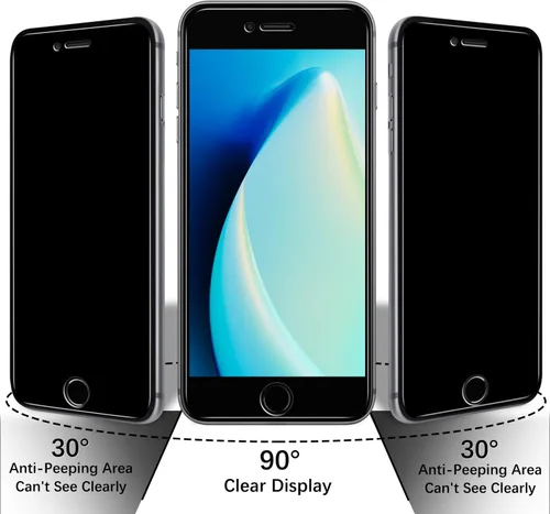 Miniatura 3 de Paquete de 2 protectores de pantalla de privacidad para iPhone SE 3, SE 2022, iPhone SE 2, SE 2020, iPhone 8, iPhone 7, vidrio templado antiespía