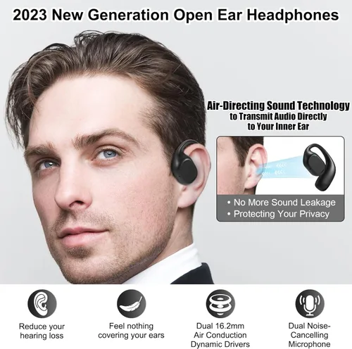 Miniatura 2 de Auriculares de oído abierto VG332, auriculares de conducción de aire Bluetooth 5.3, 16 horas de tiempo de reproducción, controladores dinámicos
