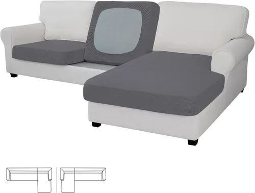 Miniatura 111 de Easy-Going - 4 Fundas de cojín elásticas para sofá seccional, izquierda/derecha, en forma de L, funda de asiento antideslizante, suave, flexible