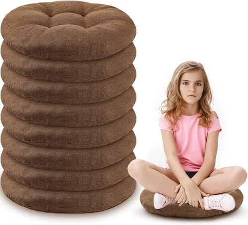 Miniatura 16 de Fumete - 8 piezas de cojines de piso redondos de 16 pulgadas para niños y bebés, asientos flexibles para muebles de aula, almohada de piso