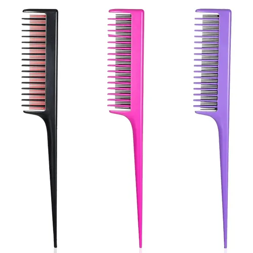 Paquete de 3 peines profesionales para burlas, peine triple burla, herramienta de cola de rata, peines de corte de cabello, profesional, añade
