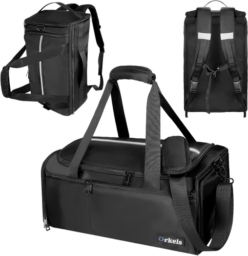 ORKELS Bolsa de gimnasio con compartimento para zapatos, bolsa deportiva de 29 litros para hombres y mujeres, mochila de viaje con bolsillo húmedo,