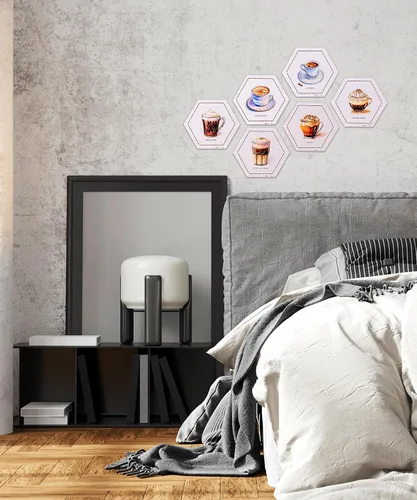 Miniatura 3 de Pintoo Juego de rompecabezas de azulejos de pared, serie Coffee Time, seis de 56 piezas de azulejos de pared crean pantallas 3D con tiras