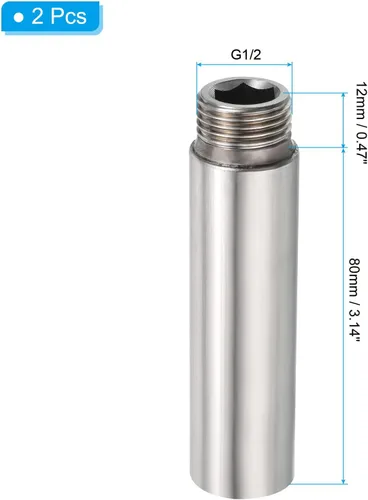 Miniatura 2 de PATIKIL Brazo de extensión de cabezal de ducha, paquete de 2 unidades de rosca macho a hembra de acero inoxidable G1/2 macho a hembra de 3.150 in