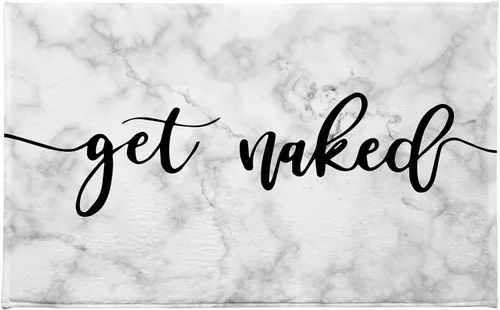 Miniatura 6 de HVEST Alfombra de baño con texto en blanco y negro con palabras divertidas para decoración de baño, alfombra de baño antideslizante de mármol