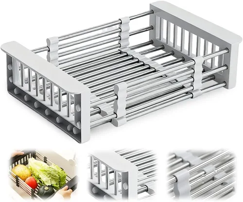 Miniatura 9 de SUNKIM Extend - Cesta de drenaje para fregadero de cocina, 2026, nuevo fregadero de cocina retráctil, escurridor de platos ajustable con cesta