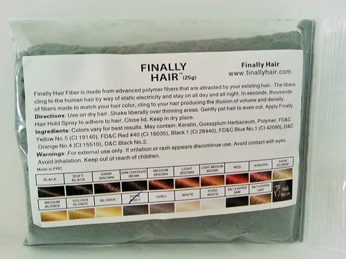 Miniatura 6 de Fibras de queratina para construir cabello Finally Hair, repuesto de 0.88 onzas, Negro