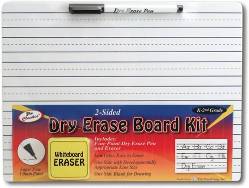 The Pencil Grip Kit de pizarra blanca, kit de pizarra blanca de borrado en seco con bolígrafo negro de borrado en seco y borrador - TPG-388