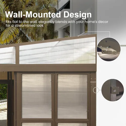 Miniatura 79 de Domi - Solárium de pared montado de 10 x 14 pies, solárium de pared con techo inclinado de policarbonato de aluminio, casa de pantalla de PC