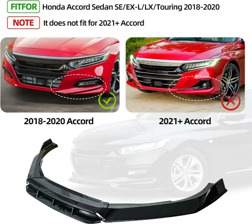 Miniatura 4 de Archaic alerón para parachoques delantero compatible con Honda Accord Sedan SE/EX-L/LX/Touring 2018-2020, kit de carrocería de alerón de labio