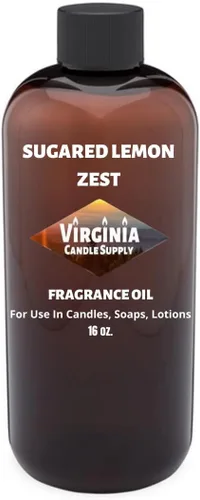 Aceite aromático tipo ralladura de limón azucarado (nuestra versión de la marca) (botella de 16 onzas) para fabricación de velas, fabricación de