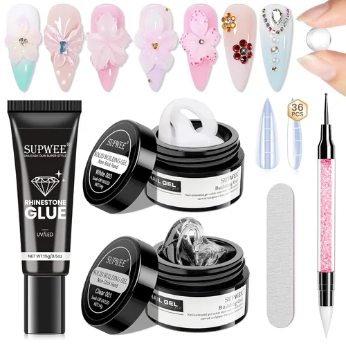 Miniatura 17 de Gel Constructor Sólido para Uñas - Gel de Arte de Uñas 3D Claro Transparente Antiadherente para Manos para Tallado, Moldeado, Patrones