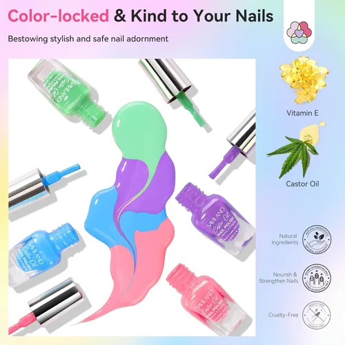 Miniatura 4 de SAVILAND Juego de esmaltes de uñas de 20+3 colores: 0.2 fl oz de secado rápido pastel kit de esmalte de uñas regular primavera verano esmalte