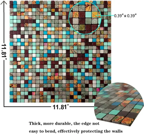 Miniatura 2 de XUANINY Azulejos de protección contra salpicaduras para cocina, baño, chimenea, mosaico de aluminio metálico autoadhesivo (11.81 x 11.81 pulgadas)